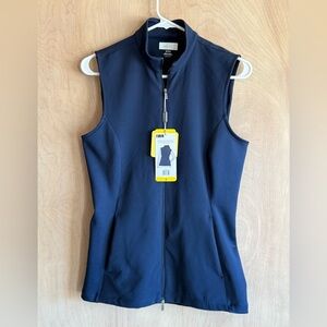 NWT Greg Norman Wind Vest Navy Performance Stretch 2-Way Zip Golf Women’s Sm